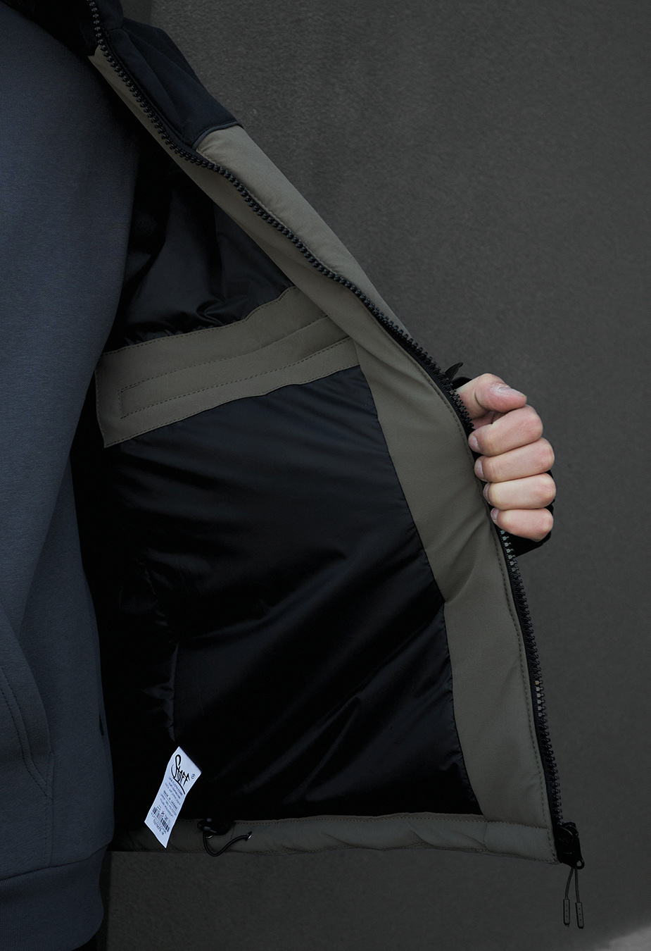 Zimowa kurtka Staff im black & dark khaki reflective