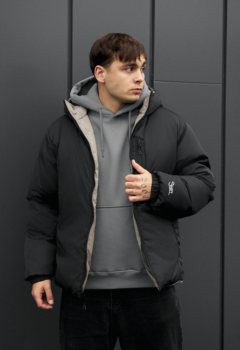 Kurtka zimowa dwustronna Staff rovx black & gray