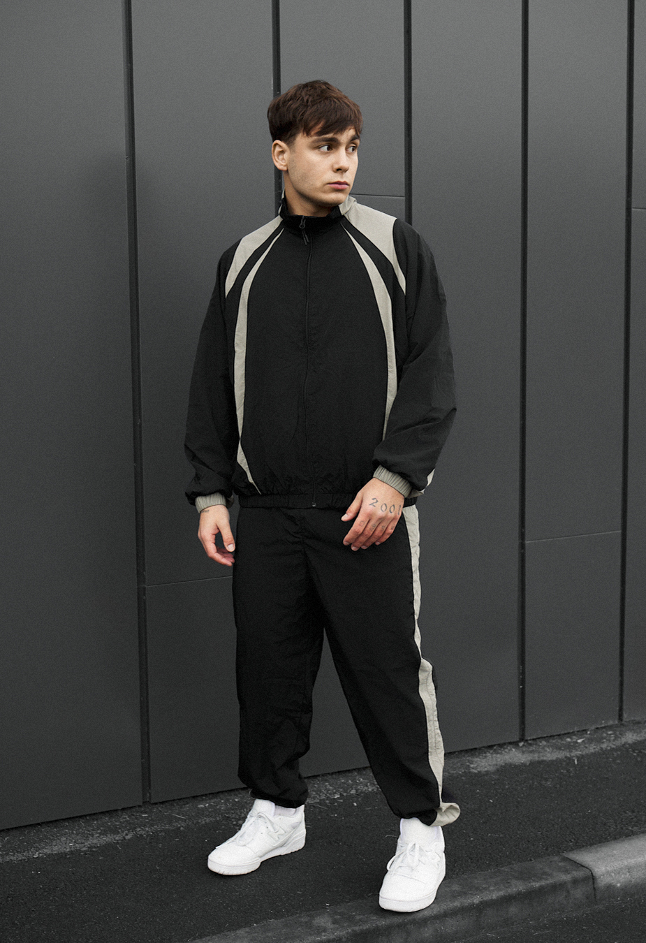 Dres Staff cap black & light olive oversize