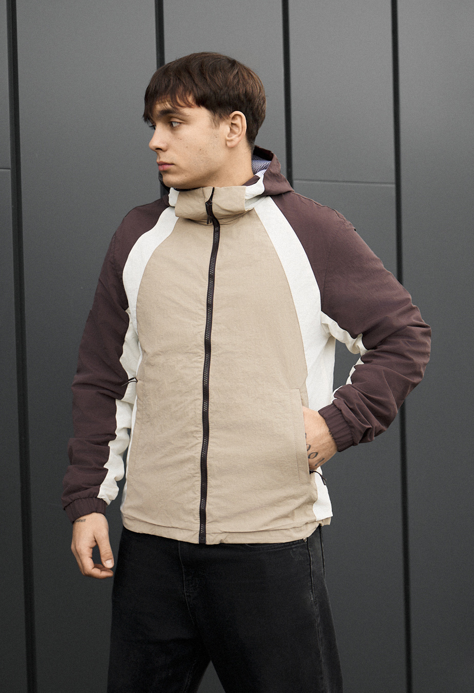 Wiatrówka Staff tek beige & brown