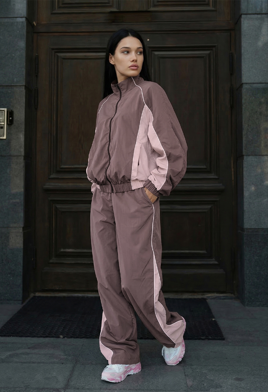 Dres Staff lim light brown & light pink reflective oversize