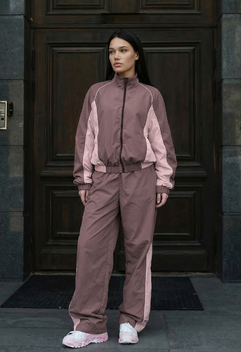 Dres Staff lim light brown & light pink reflective oversize