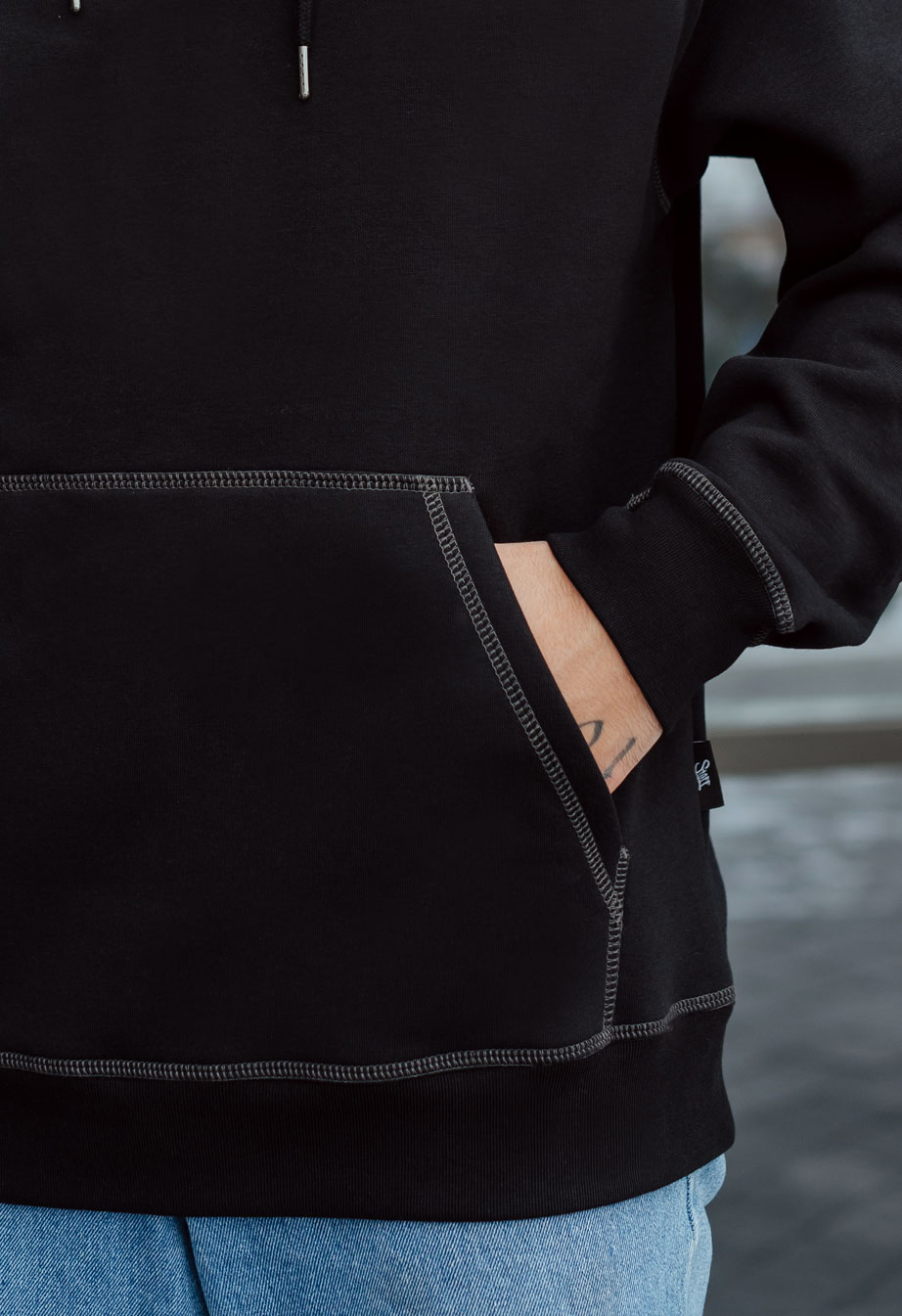 Bluza Staff black logo seam oversize fleece