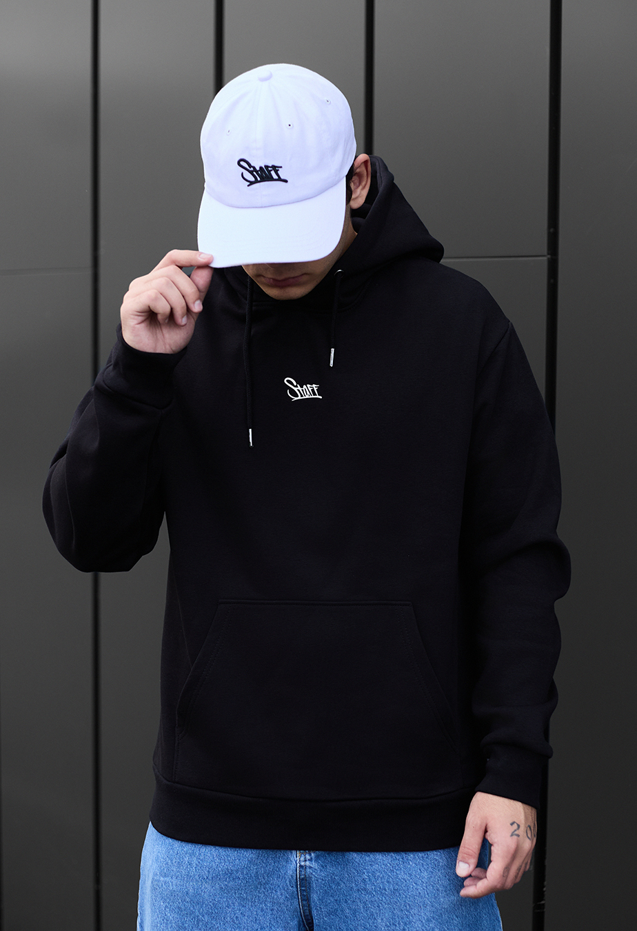 Bluza z kapturem Staff black logo front oversize fleece