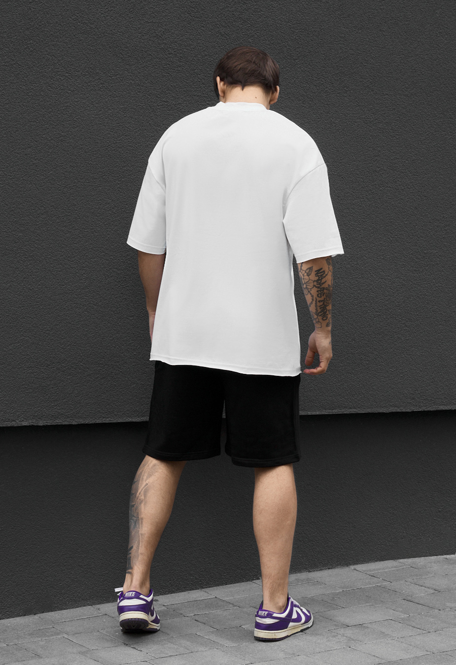 Komplet koszulka + spodenki Staff os black & white oversize