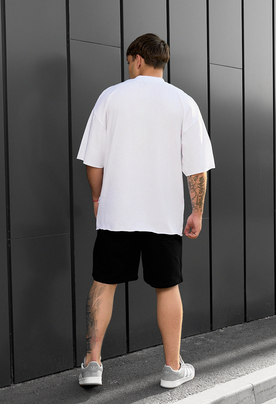 Komplet koszulka + spodenki Staff os black & white oversize