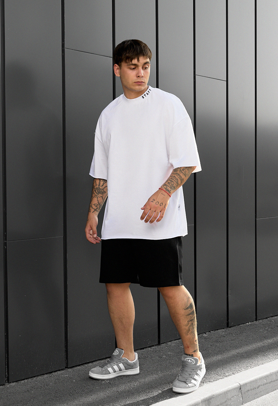 Komplet koszulka + spodenki Staff os black & white oversize