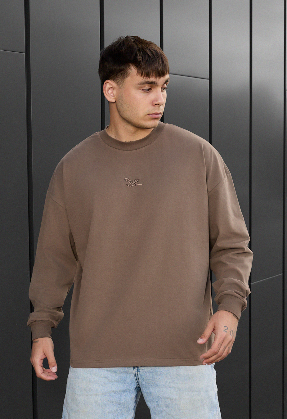 Longsleeve Staff brown logo oversize