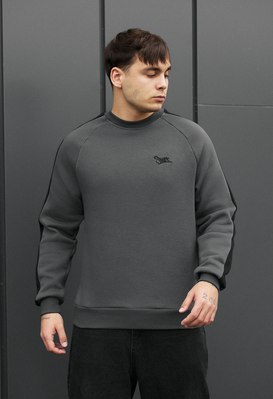 Bluza Staff dark gray line logo fleece
