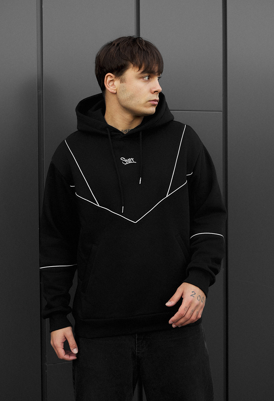 Bluza Staff black logo reflective oversize fleece