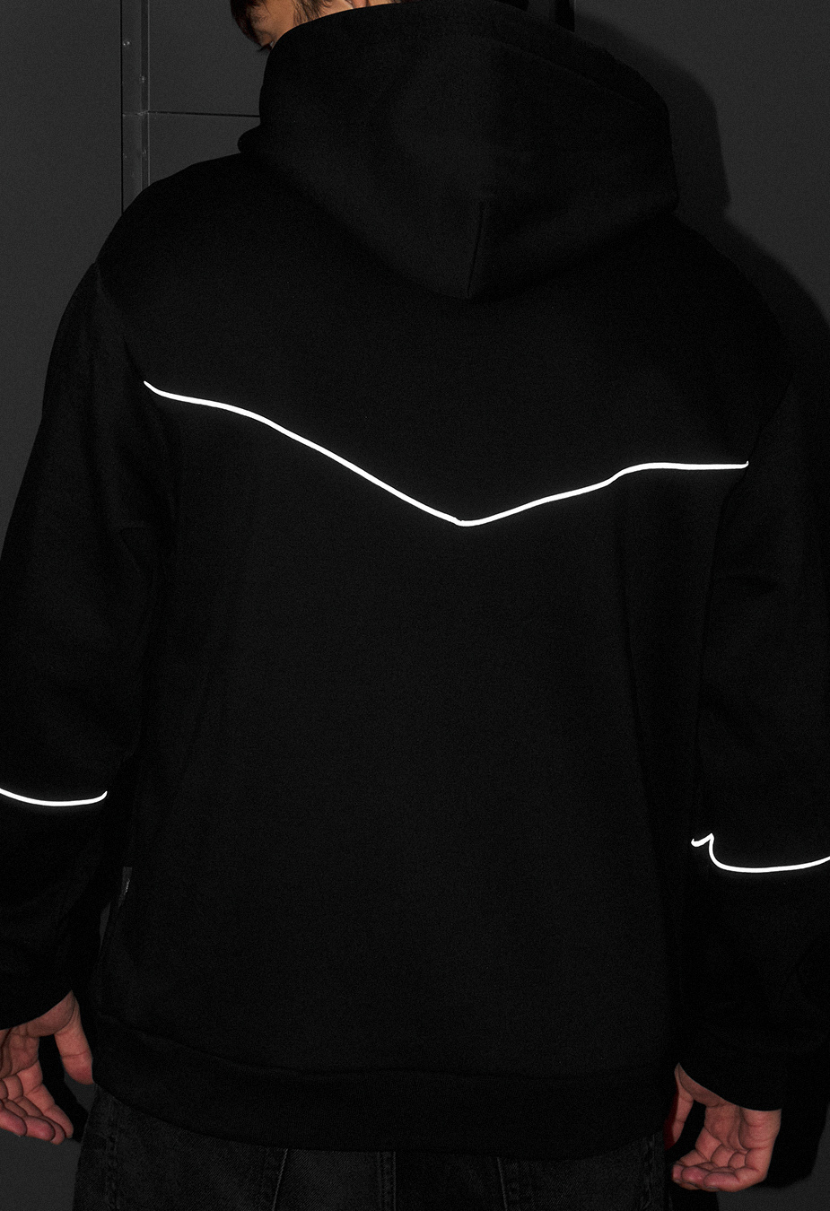 Bluza Staff black logo reflective oversize fleece