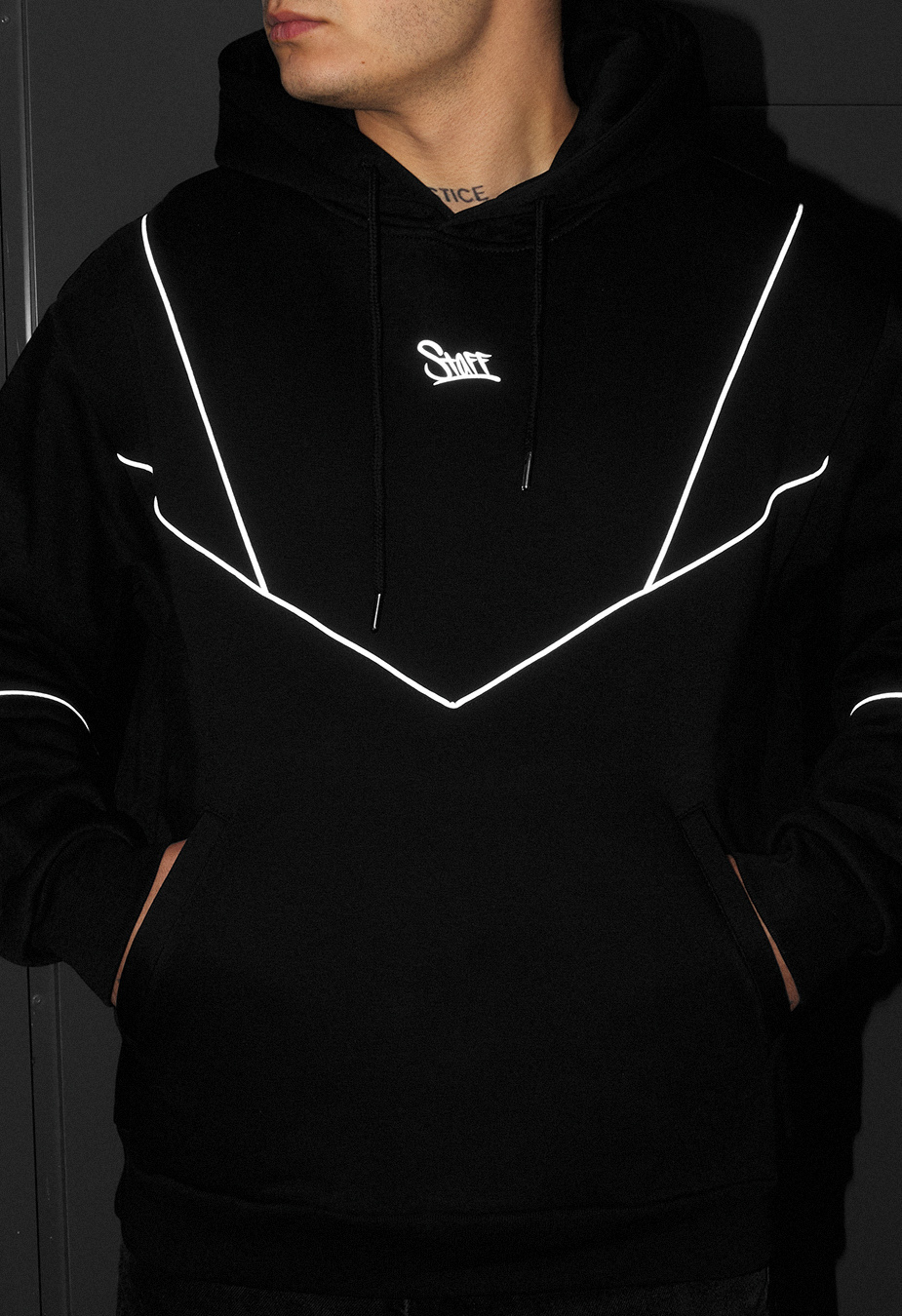 Bluza Staff black logo reflective oversize fleece