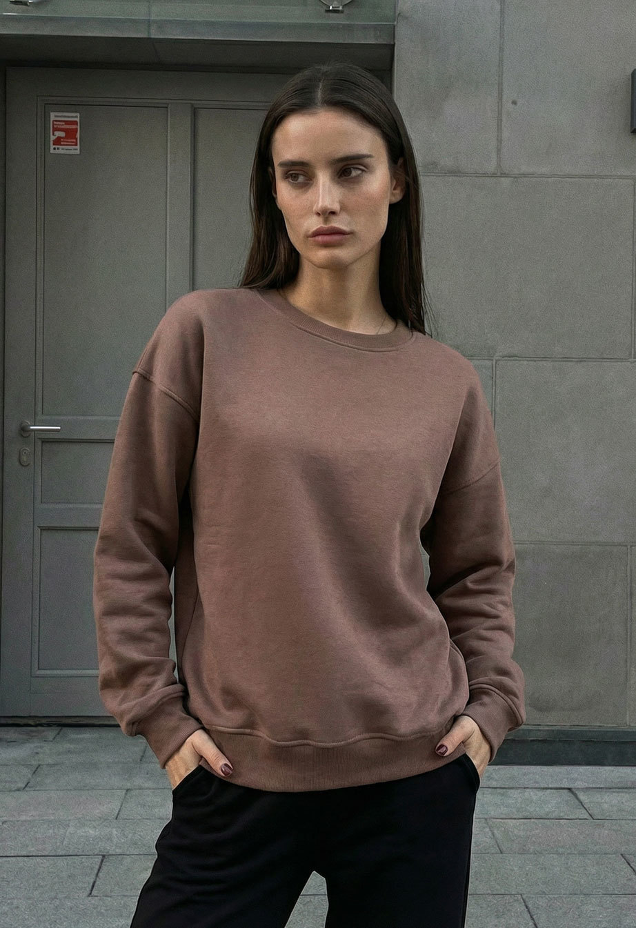 Bluza Staff brown oversize fleece