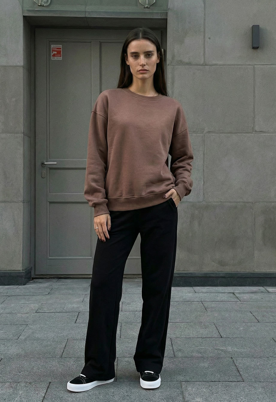 Bluza Staff brown oversize fleece