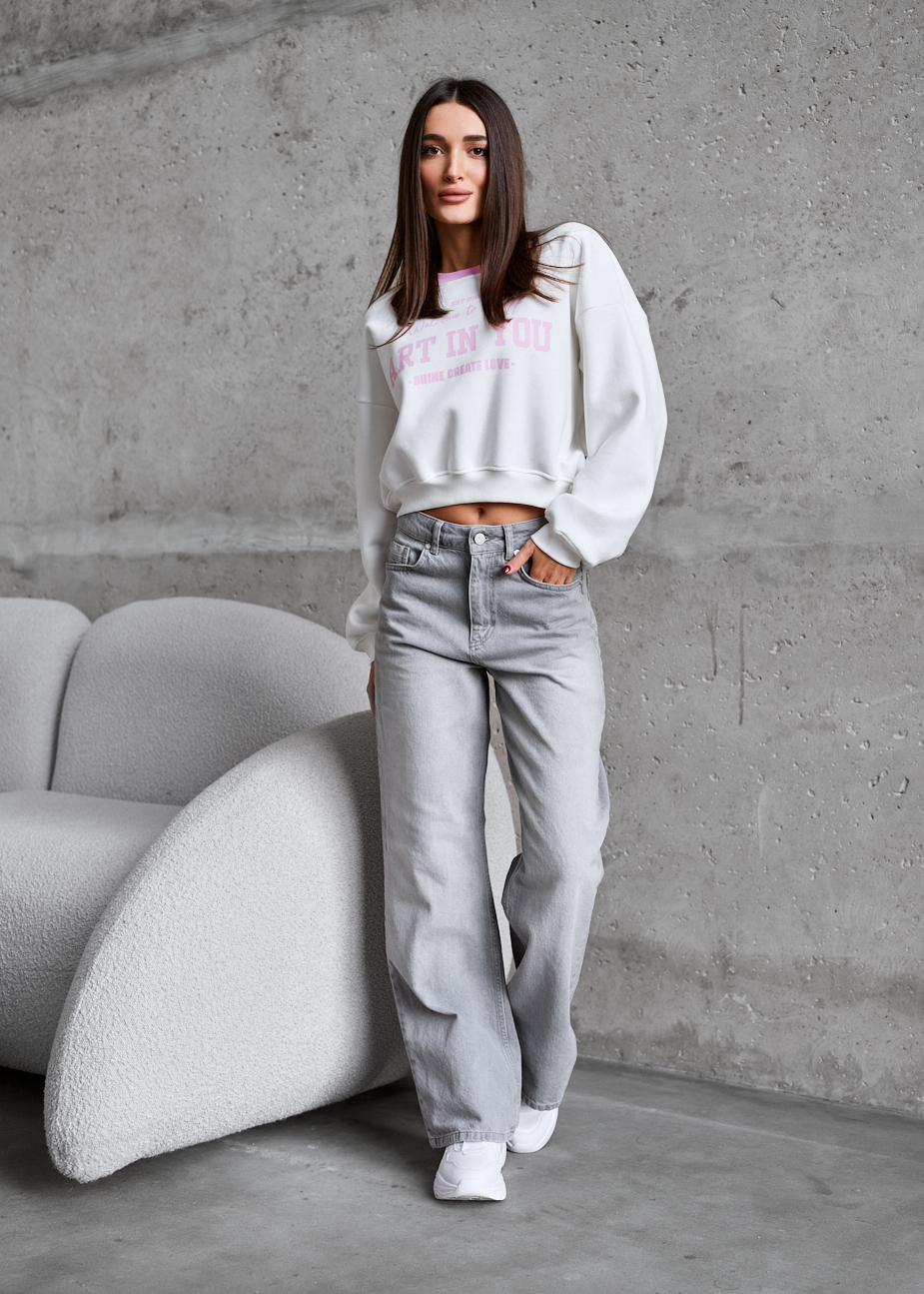 Bluza Staff vio white oversize fleece