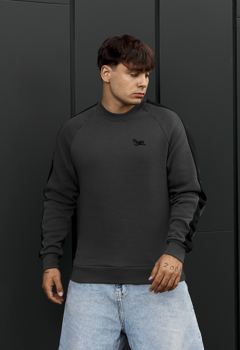 Bluza Staff lampas dark gray logo fleece