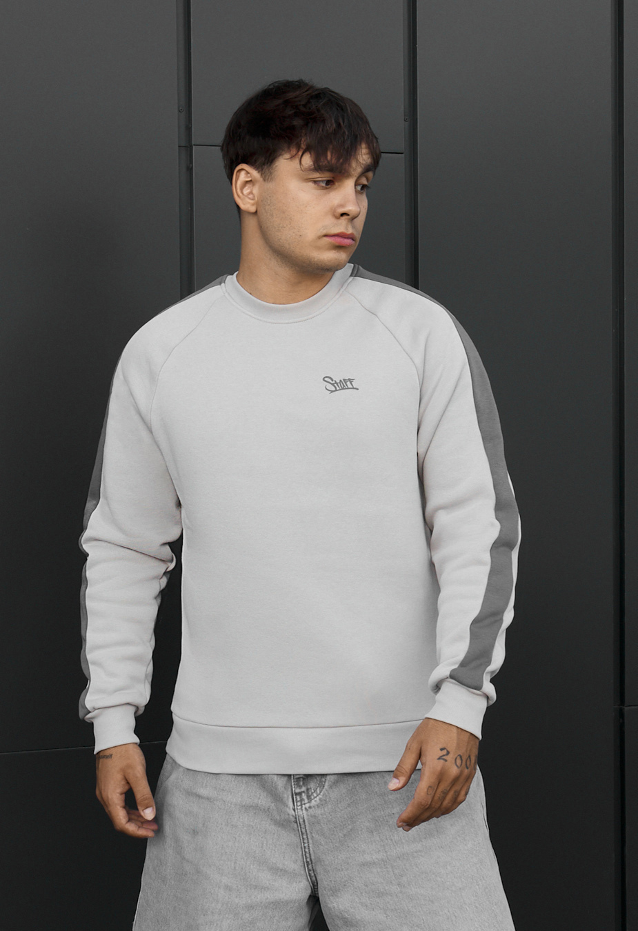 Bluza Staff lampas light gray logo fleece
