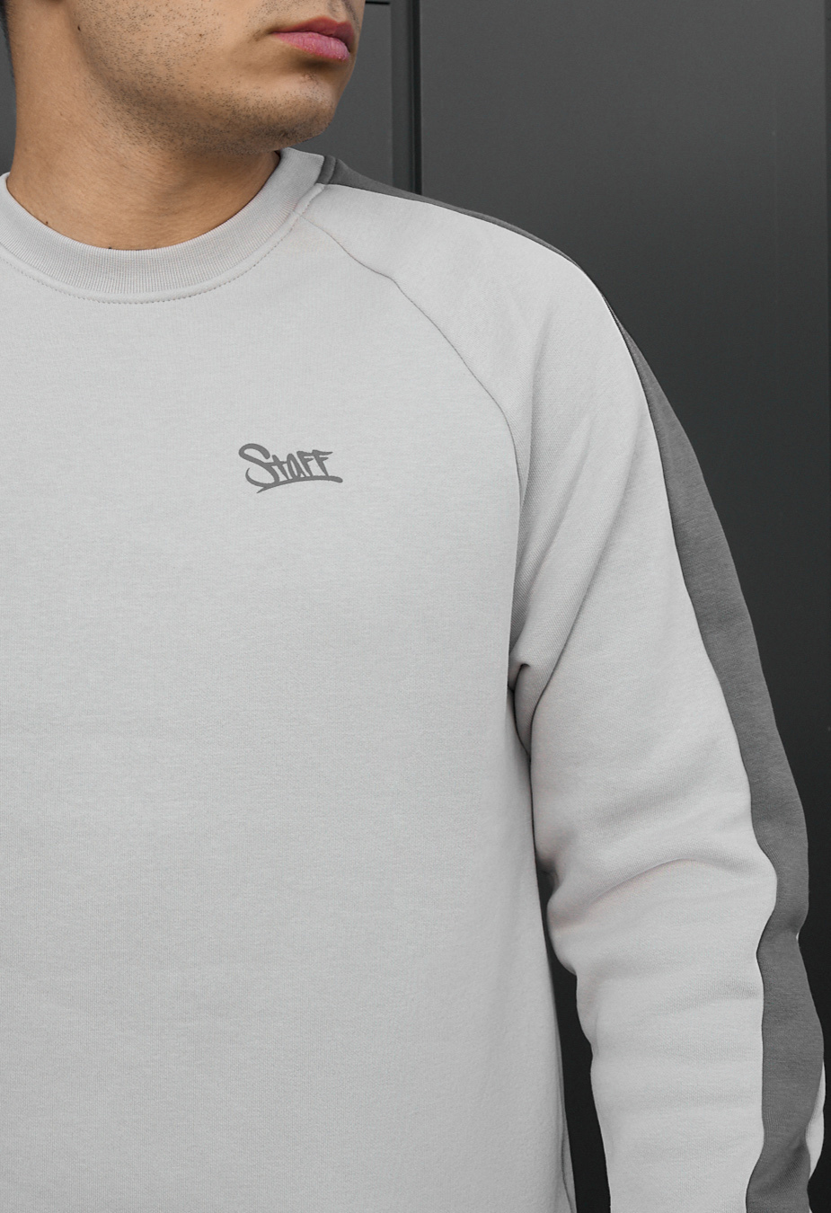 Bluza Staff lampas light gray logo fleece