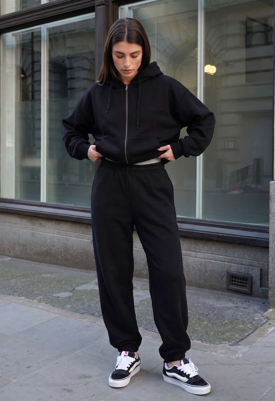 Dres Staff zip logo black oversize fleece