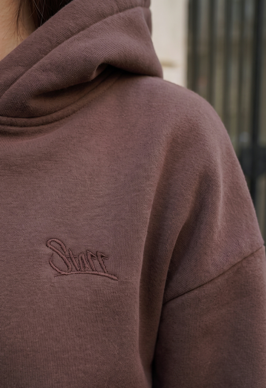 Dres Staff zip logo brown oversize fleece