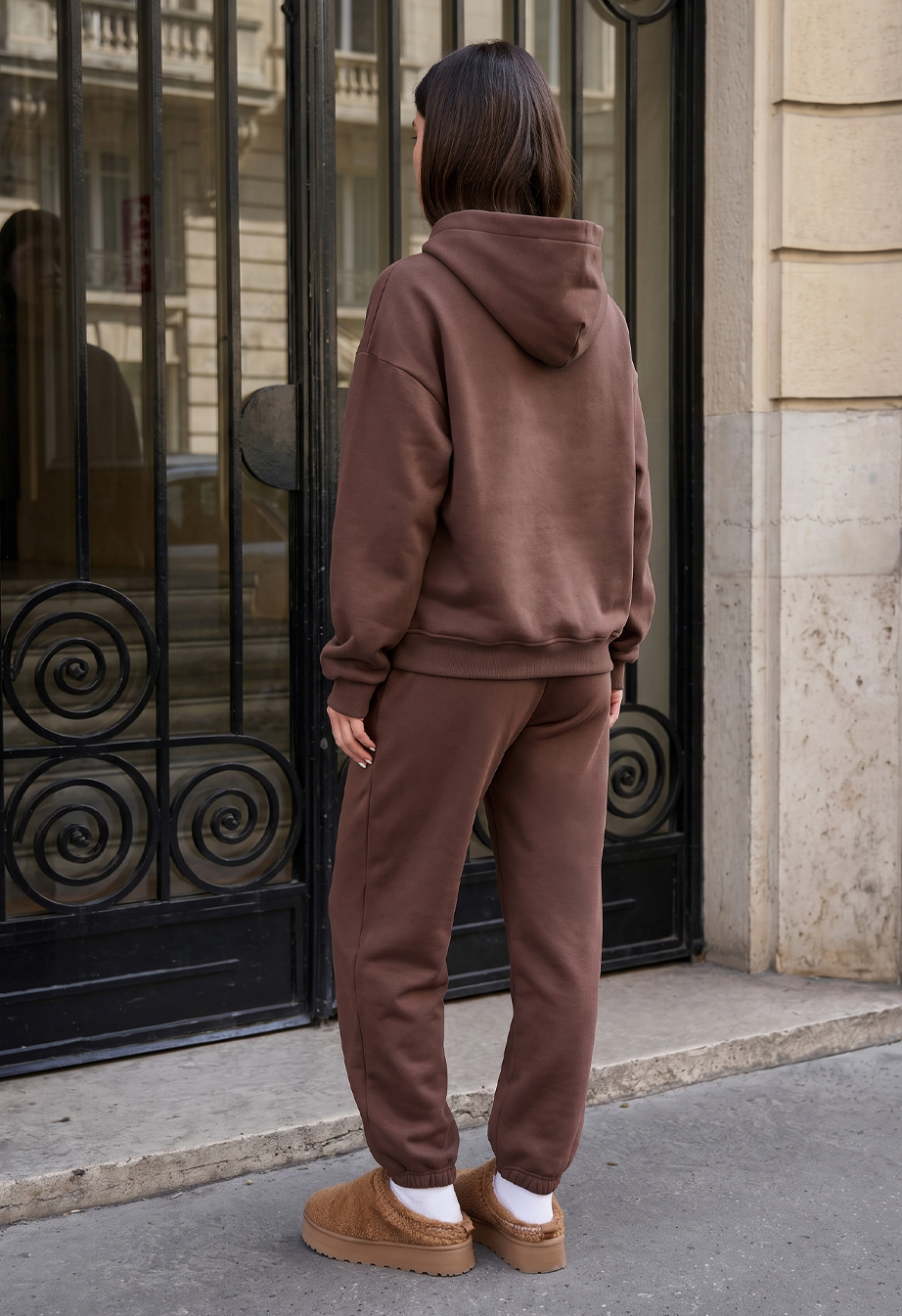 Dres Staff zip logo brown oversize fleece