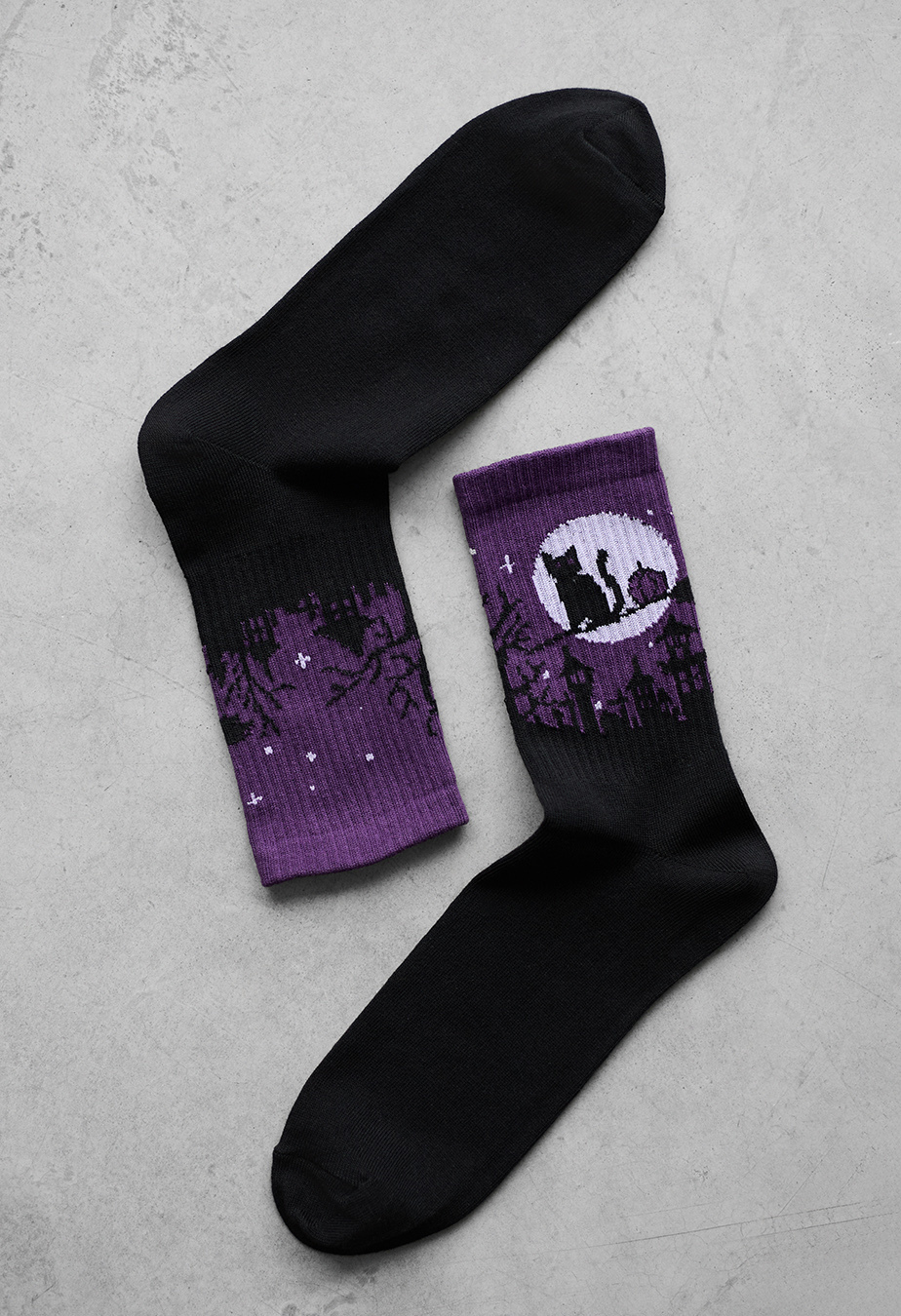 Skarpety Staff Halloween moon & cat