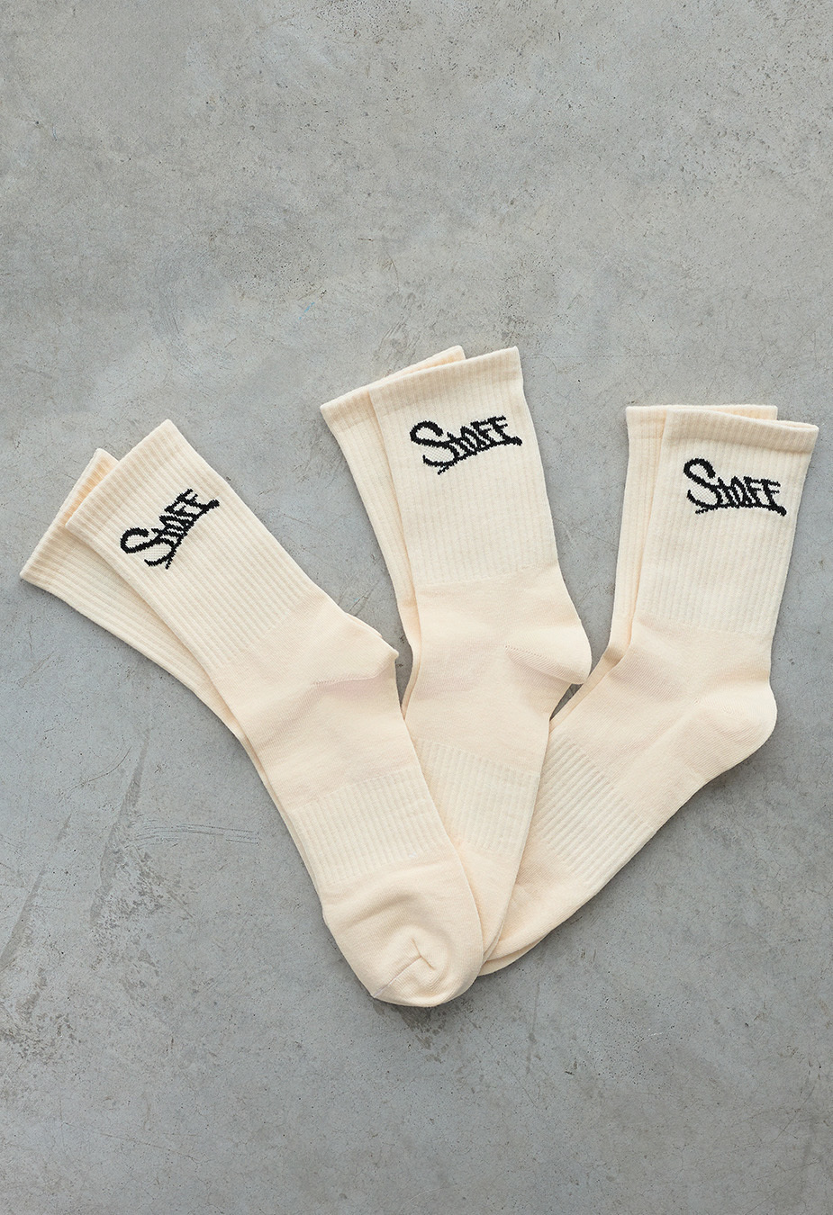 Skarpety Staff beige logo long trzy pary (r.43-46)