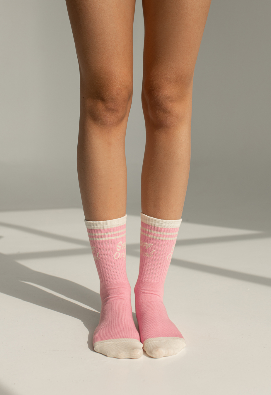 Skarpety Staff beige & pink  logo 2 (trzy pary)