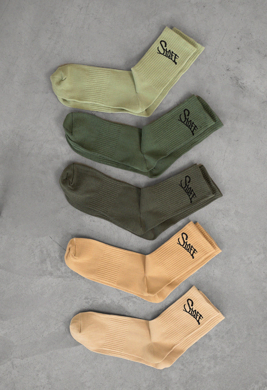 Skarpety Staff beige & green (pięć par) (r.39-42)