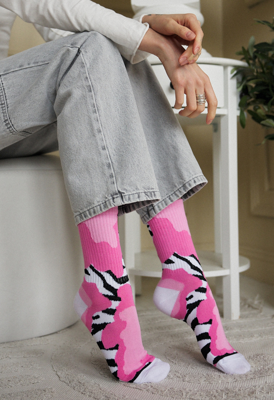 Skarpety Staff pink & zebra