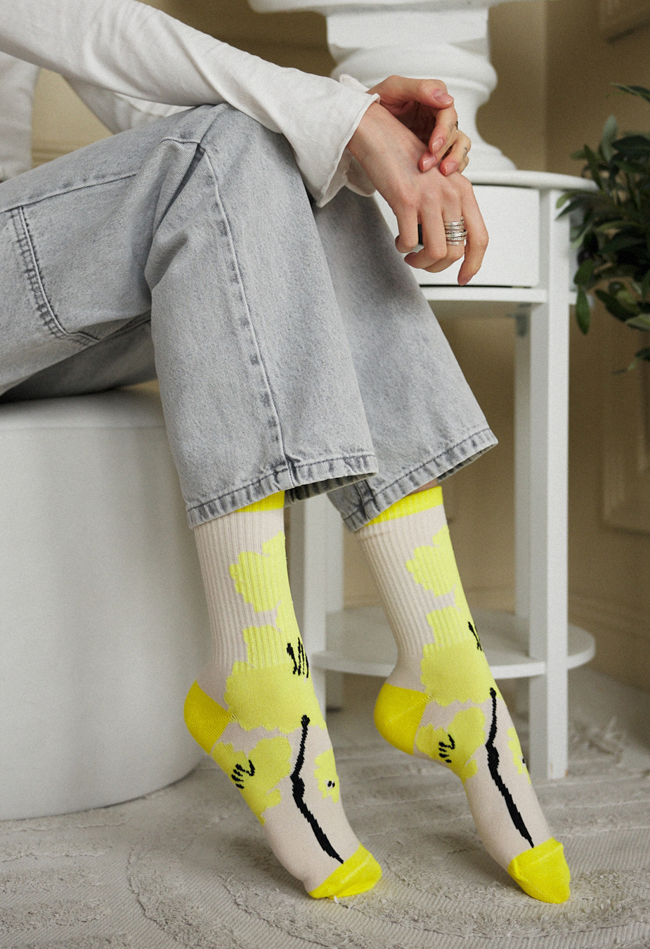 Skarpety Staff yellow flower