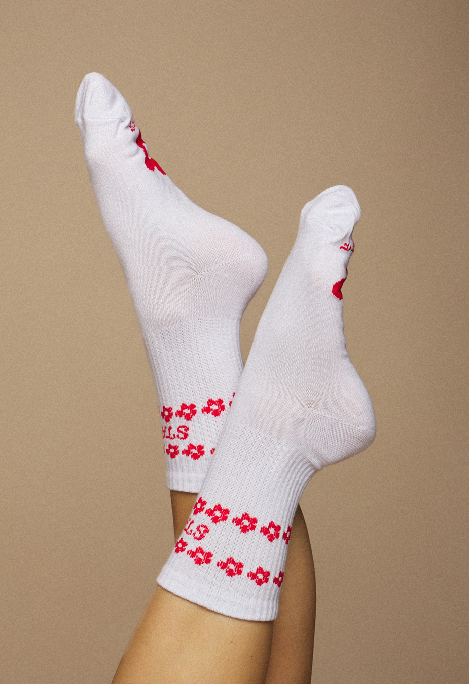 Skarpety Staff white & red logo