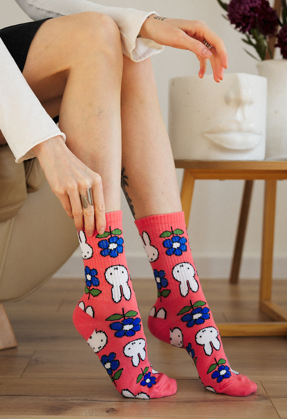 Skarpety Staff bunny & flower