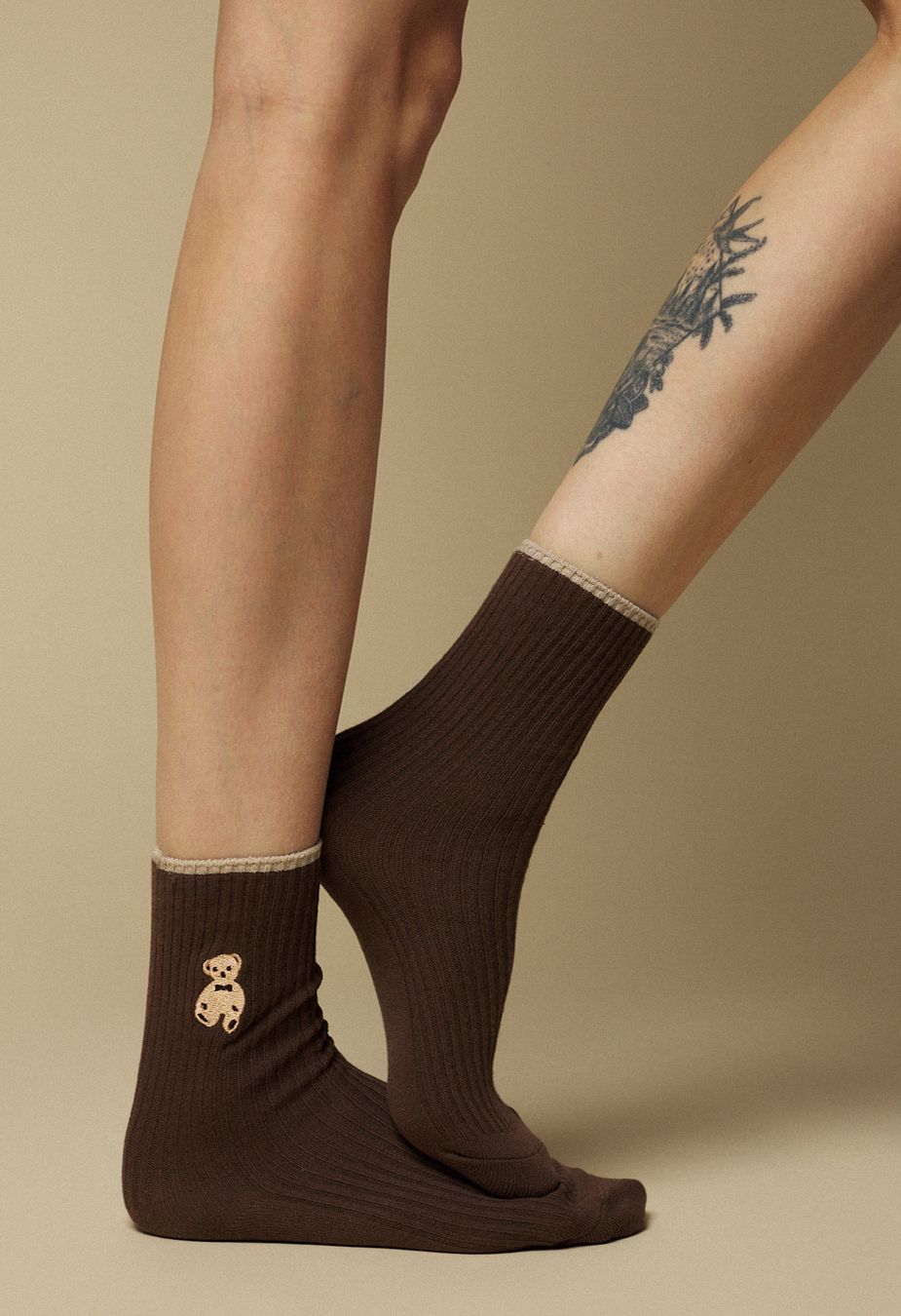 Skarpety Staff dark brown bear