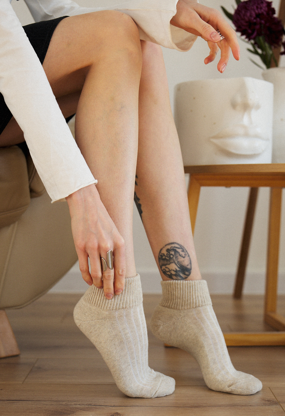 Skarpety Staff beige logo (r.39-41) (ocieplane)