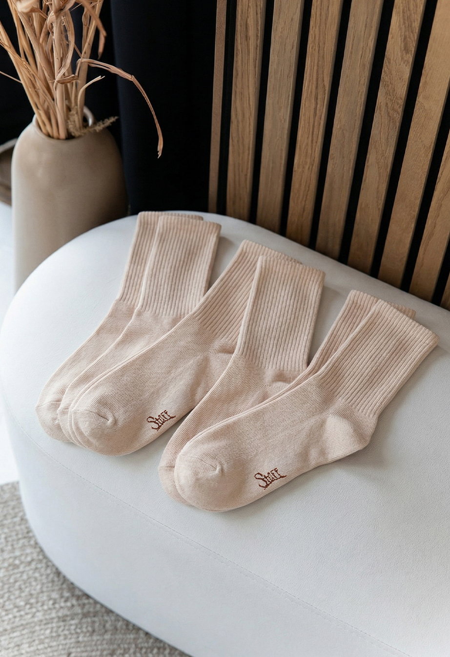 Skarpety Staff beige logo (trzy pary) (r.36-38)