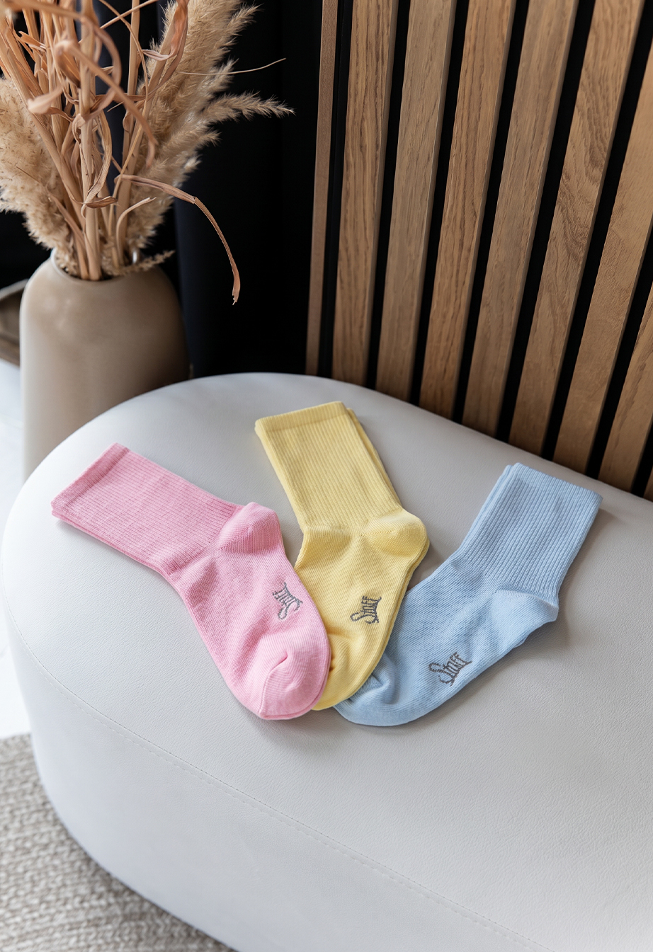 Skarpety Staff pink/yellow/light blue logo (trzy pary) (r.39-41)